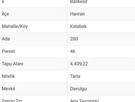 Kaz Dağları 9068 M2 Tarla Ekoturizm Alanı 